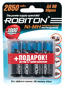 ����������� Robiton AA 2850 mAh (�� 4�� + ����������� ���� ��� ��������)